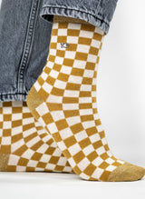 Chaussettes à Carreaux - Jaune & Blanc
