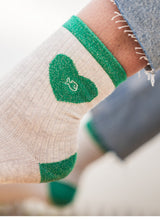 Chaussettes Cœur Pailleté - Blanc & Vert