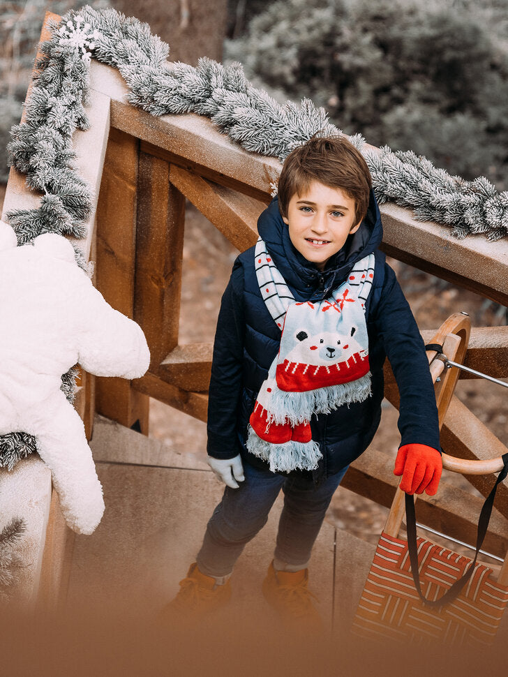 Écharpe Tricotée Enfants Ours d'Hiver