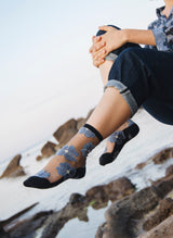 Chaussettes Transparentes à Fleurs Murano Bleue