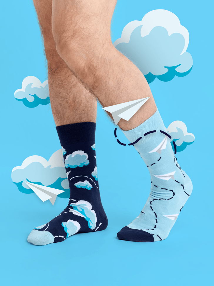 Le Bar a Chaussettes - Chaussettes bambou Avions en Papier dans les Nuages