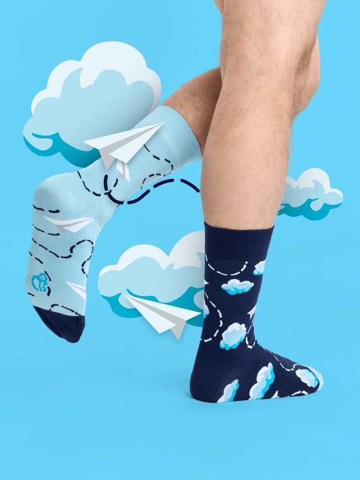 Le Bar a Chaussettes - Chaussettes bambou Avions en Papier dans les Nuages
