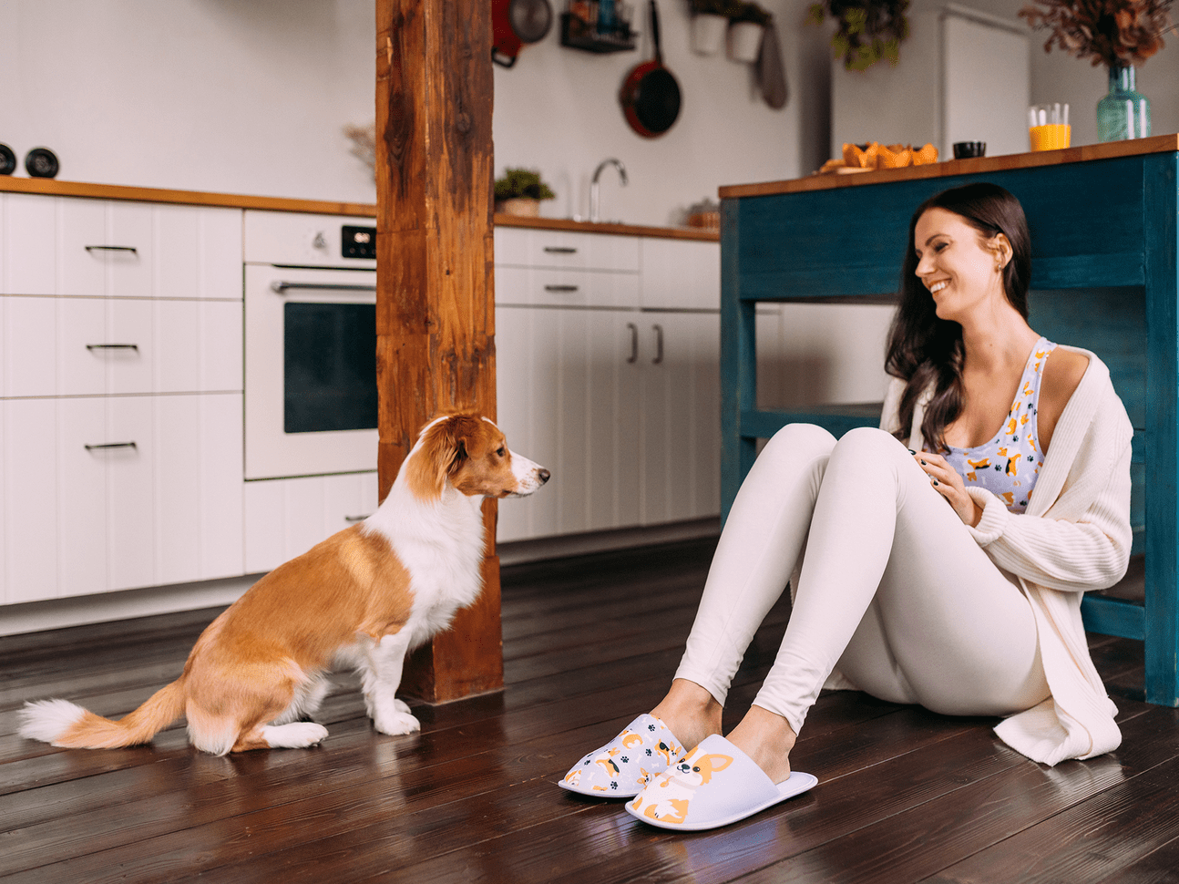Le Bar a Chaussettes - Pantoufles Chien Corgi