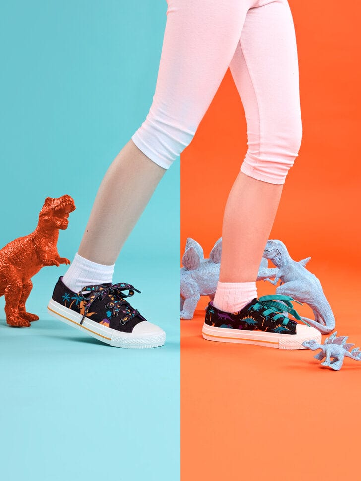 Le Bar a Chaussettes - Sneakers en toile Enfants Dinosaures et Volcans