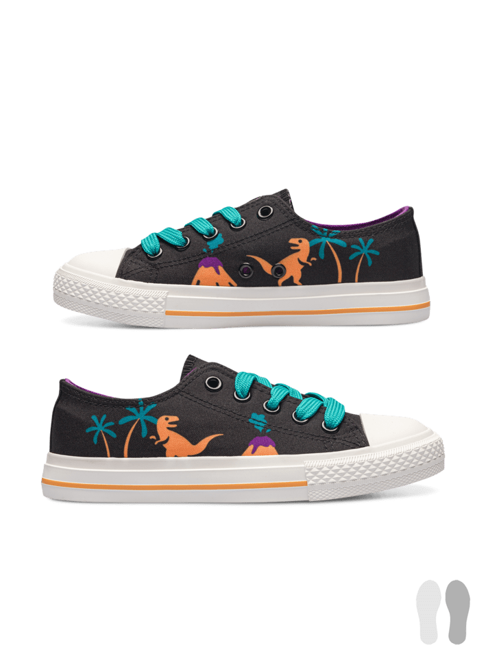 Le Bar a Chaussettes - Sneakers en toile Enfants Dinosaures et Volcans