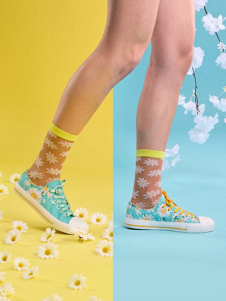 Le Bar a Chaussettes - Sneakers en toile Marguerites Estivales