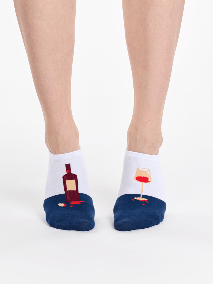 Le Bar a Chaussettes - Socquettes Invisibles Bouteille et Verre de Vin