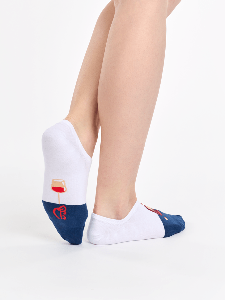 Le Bar a Chaussettes - Socquettes Invisibles Bouteille et Verre de Vin