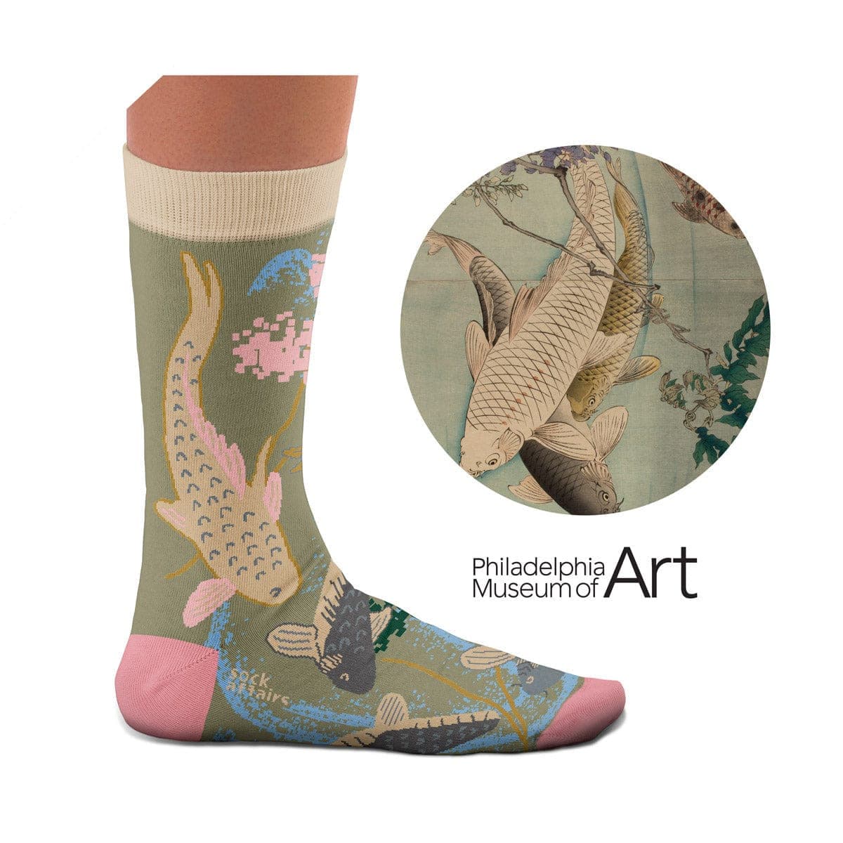 Le Bar a Chaussettes - Chaussettes Carpes Koi Nageant, Tsukioka Yoshitoshi
