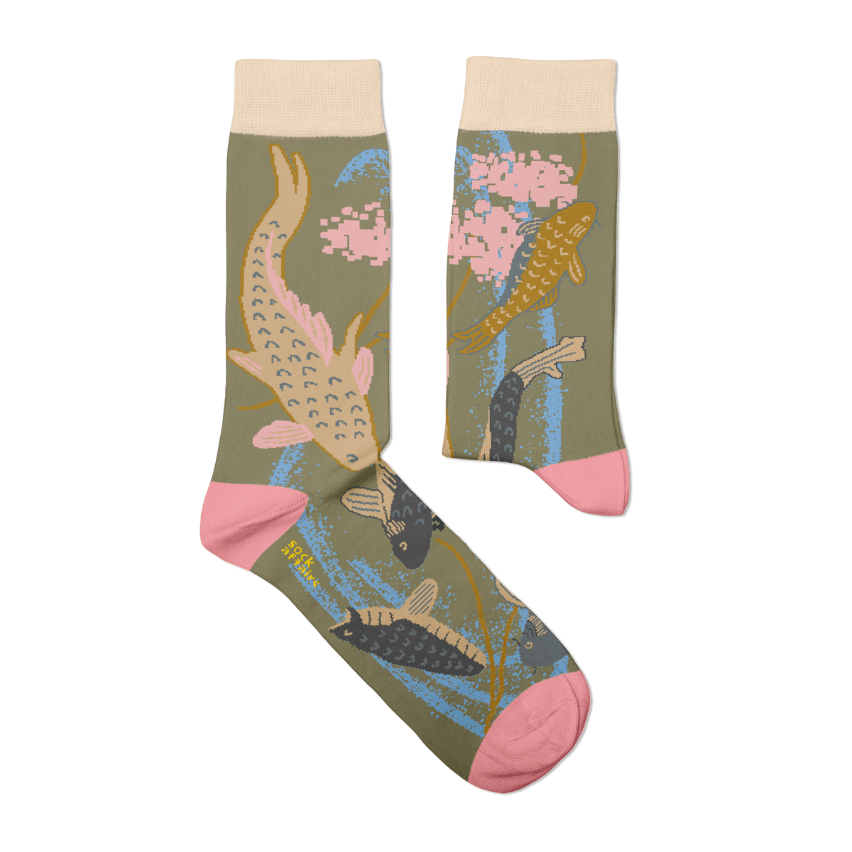 Le Bar a Chaussettes - Chaussettes Carpes Koi Nageant, Tsukioka Yoshitoshi