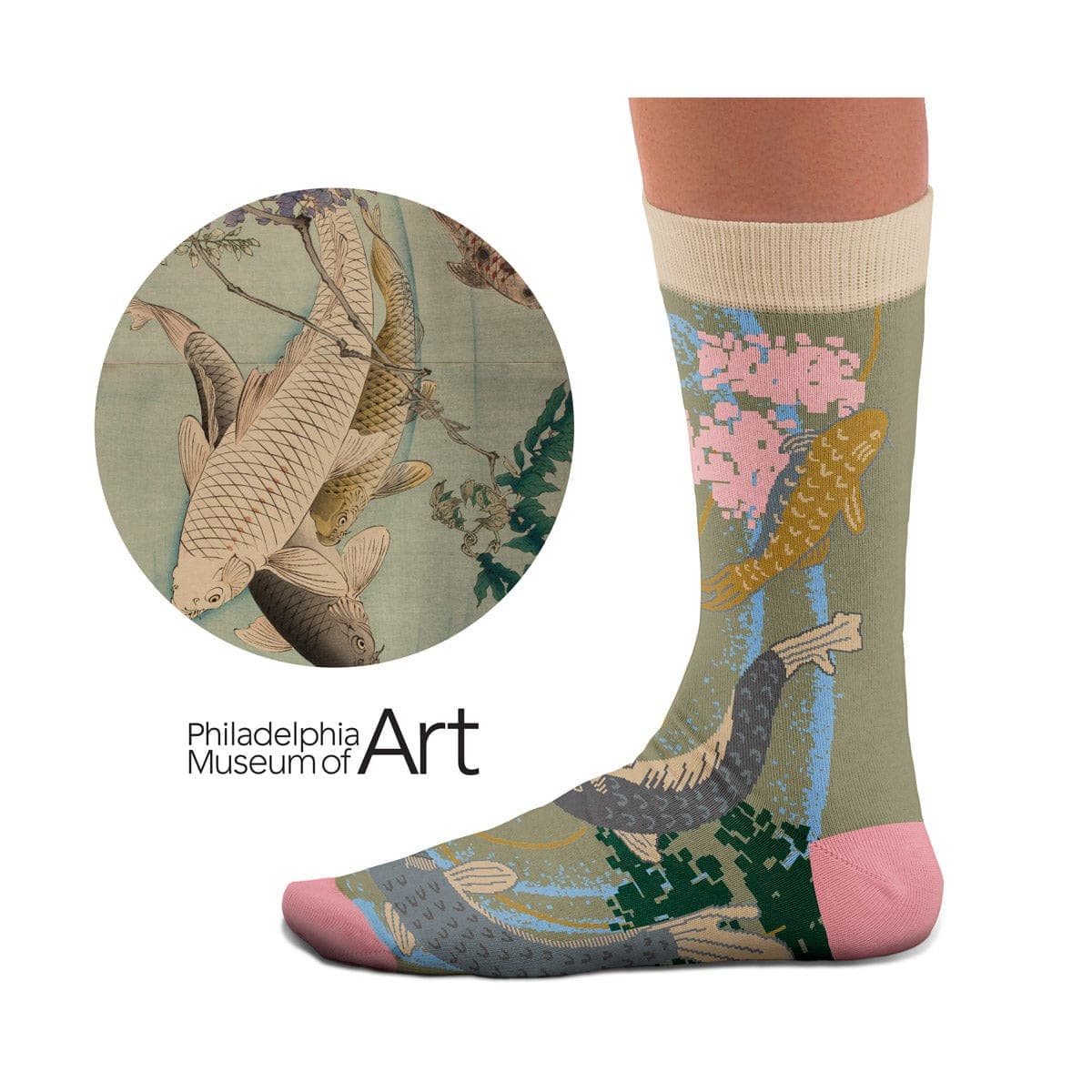 Le Bar a Chaussettes - Chaussettes Carpes Koi Nageant, Tsukioka Yoshitoshi