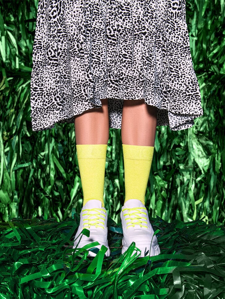 Le Bar a Chaussettes - Chaussettes Coton Recyclé Unies Vert Pomme