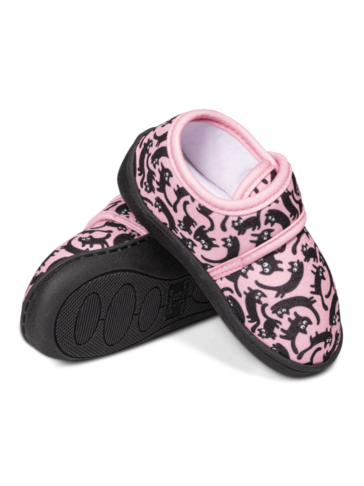 Le Bar a Chaussettes - Pantoufles Enfants à Velcro Chats Roses