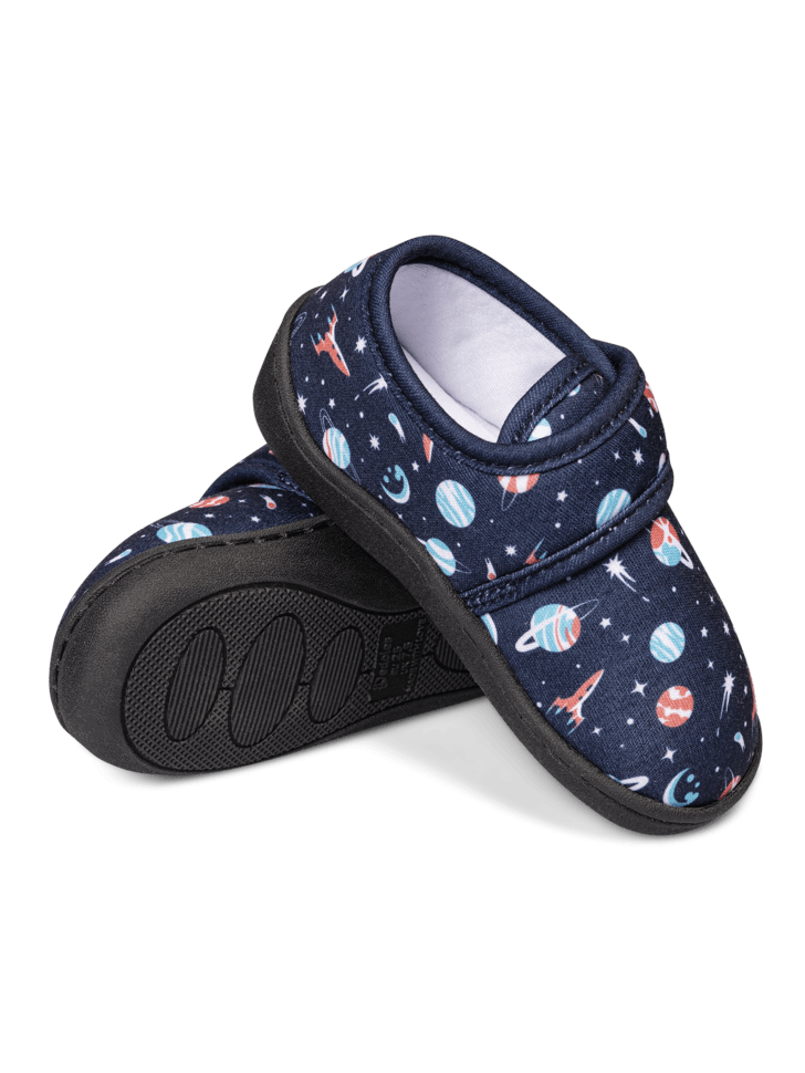 Le Bar a Chaussettes - Pantoufles Enfants à Velcro Fusées et Planètes