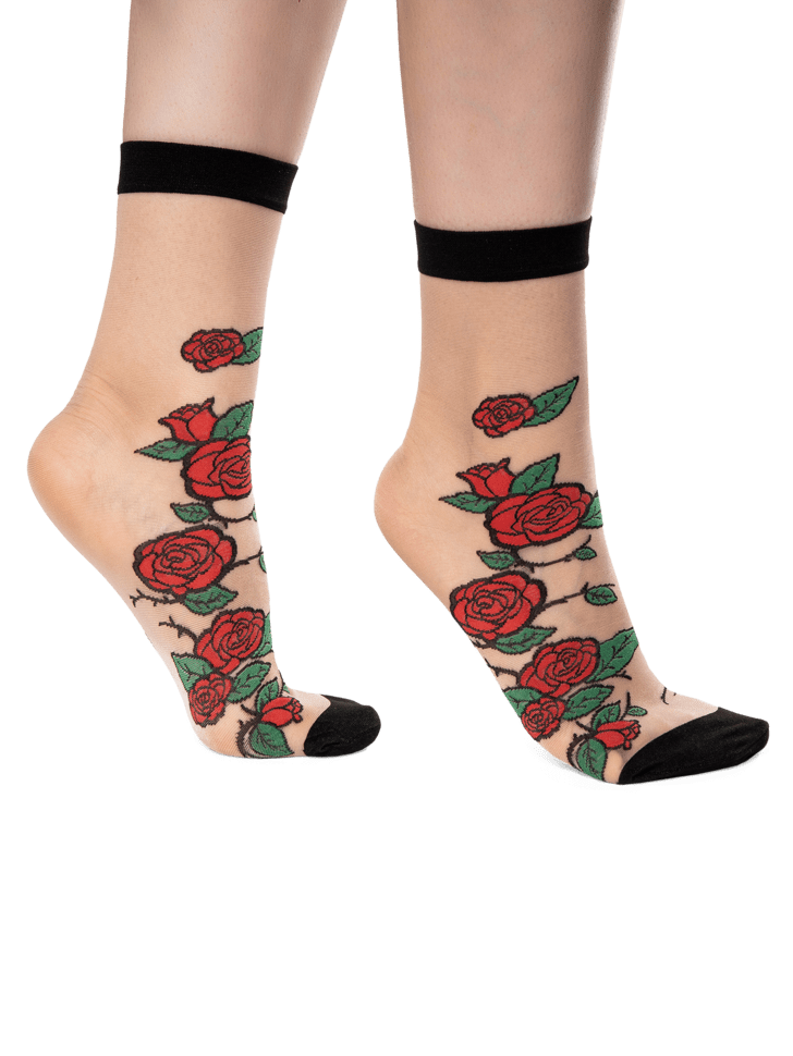 Le Bar a Chaussettes - Chaussettes Nylon Roses Rouges