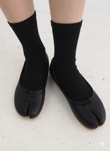 Chaussettes Tabi Courtes Unies en Coton Mélangé Noires