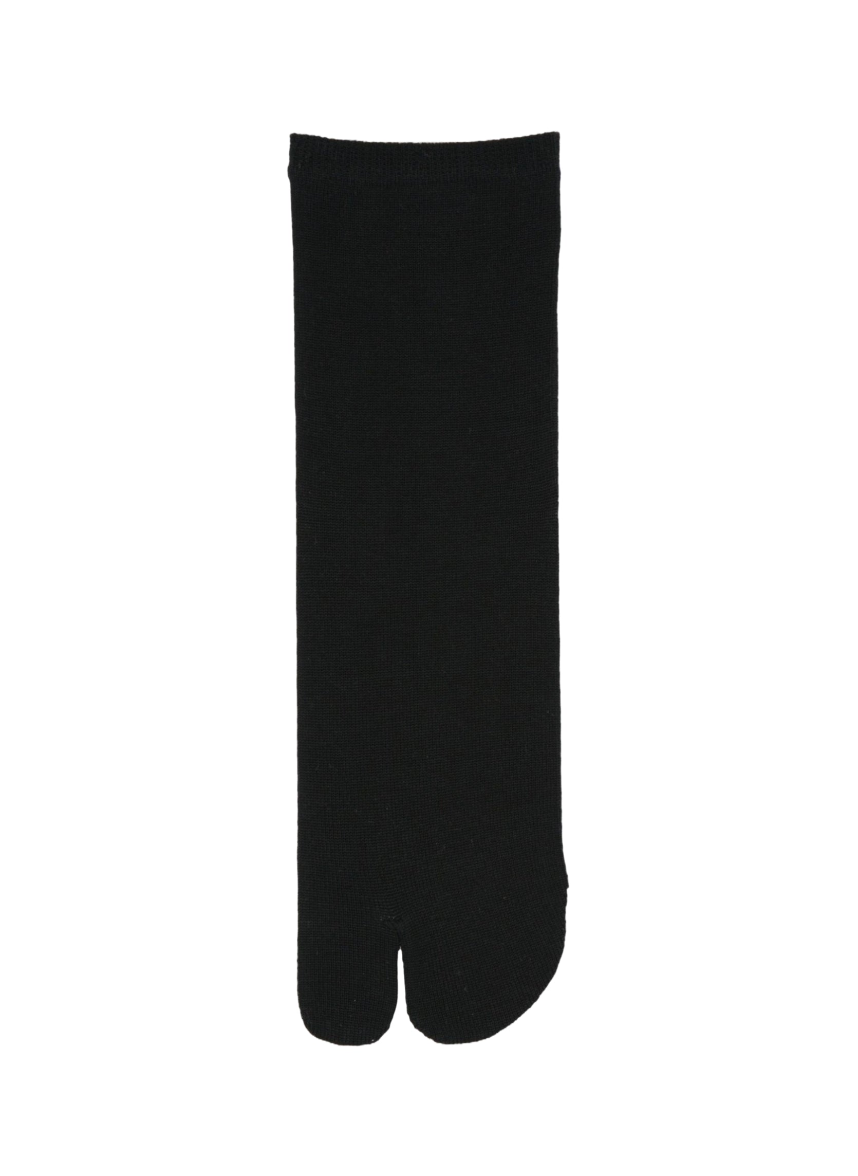 Chaussettes Tabi Courtes Unies en Coton Noires S