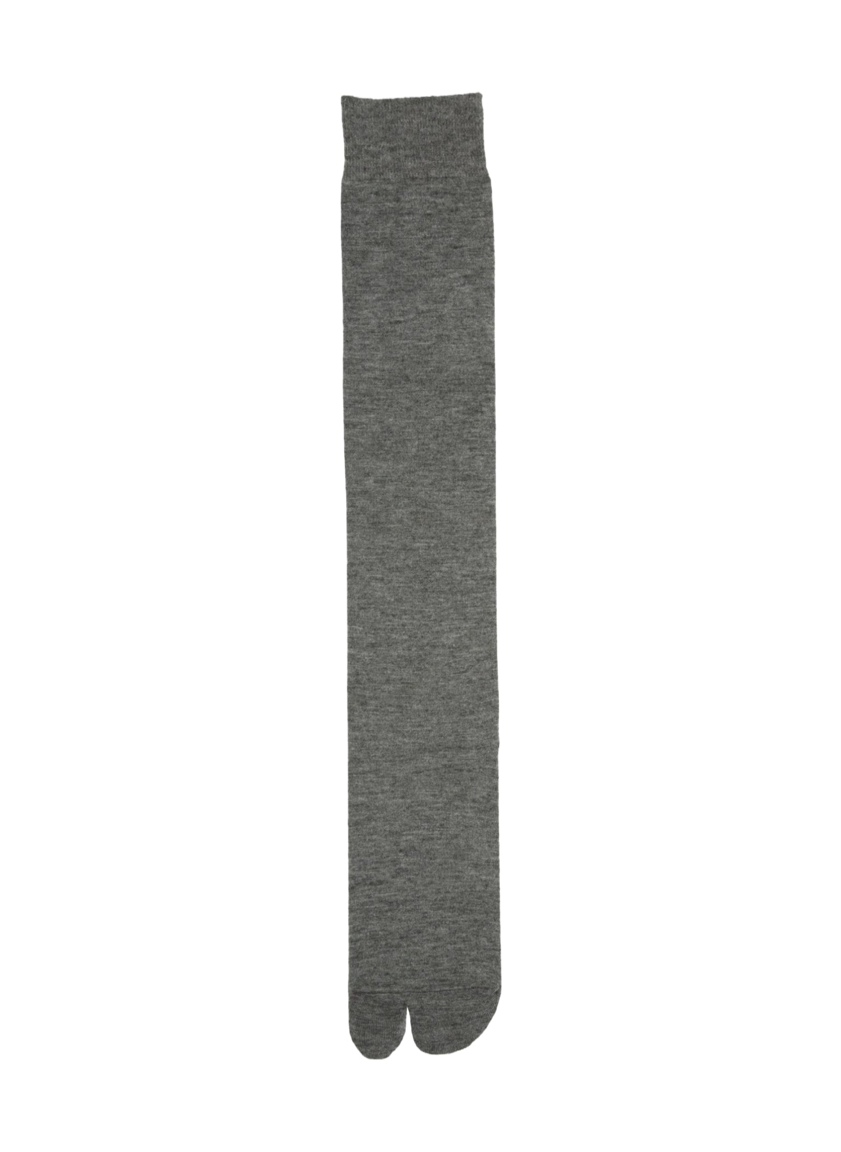 Chaussettes Tabi Hautes Unies en Laine Mélangée Grises