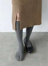 Chaussettes Tabi Hautes Unies en Laine Mélangée Grises