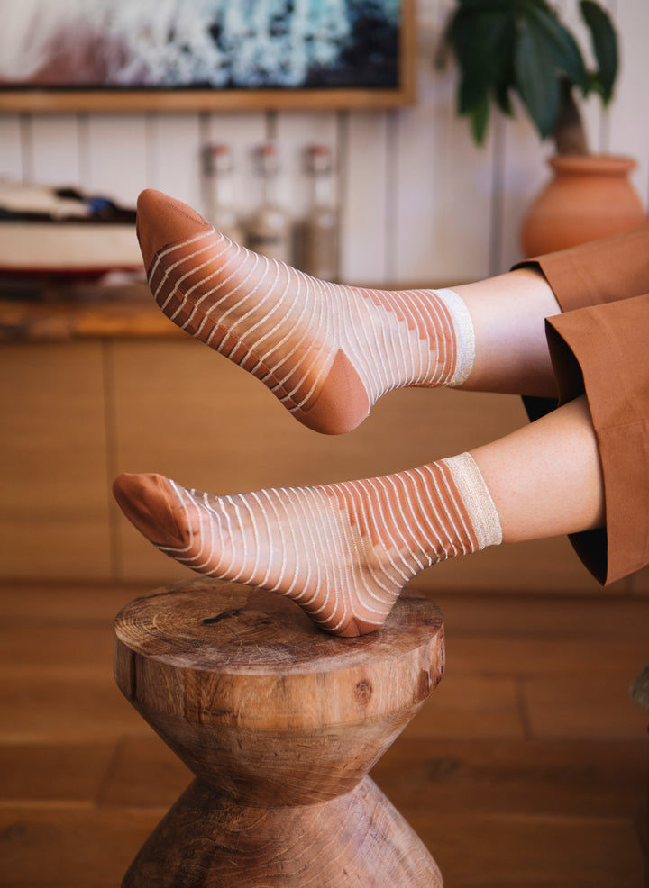 Chaussettes Transparentes à Paillettes Shibuya Caramel - Atelier St Eustache