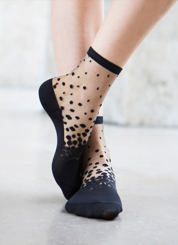 Chaussettes Transparentes à Pois NakaMeguro Black - Atelier St Eustache