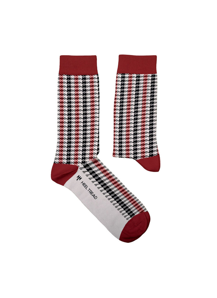 Chaussettes Pied de Poule Bordeaux (Tissus Porsche) - Sock Affairs