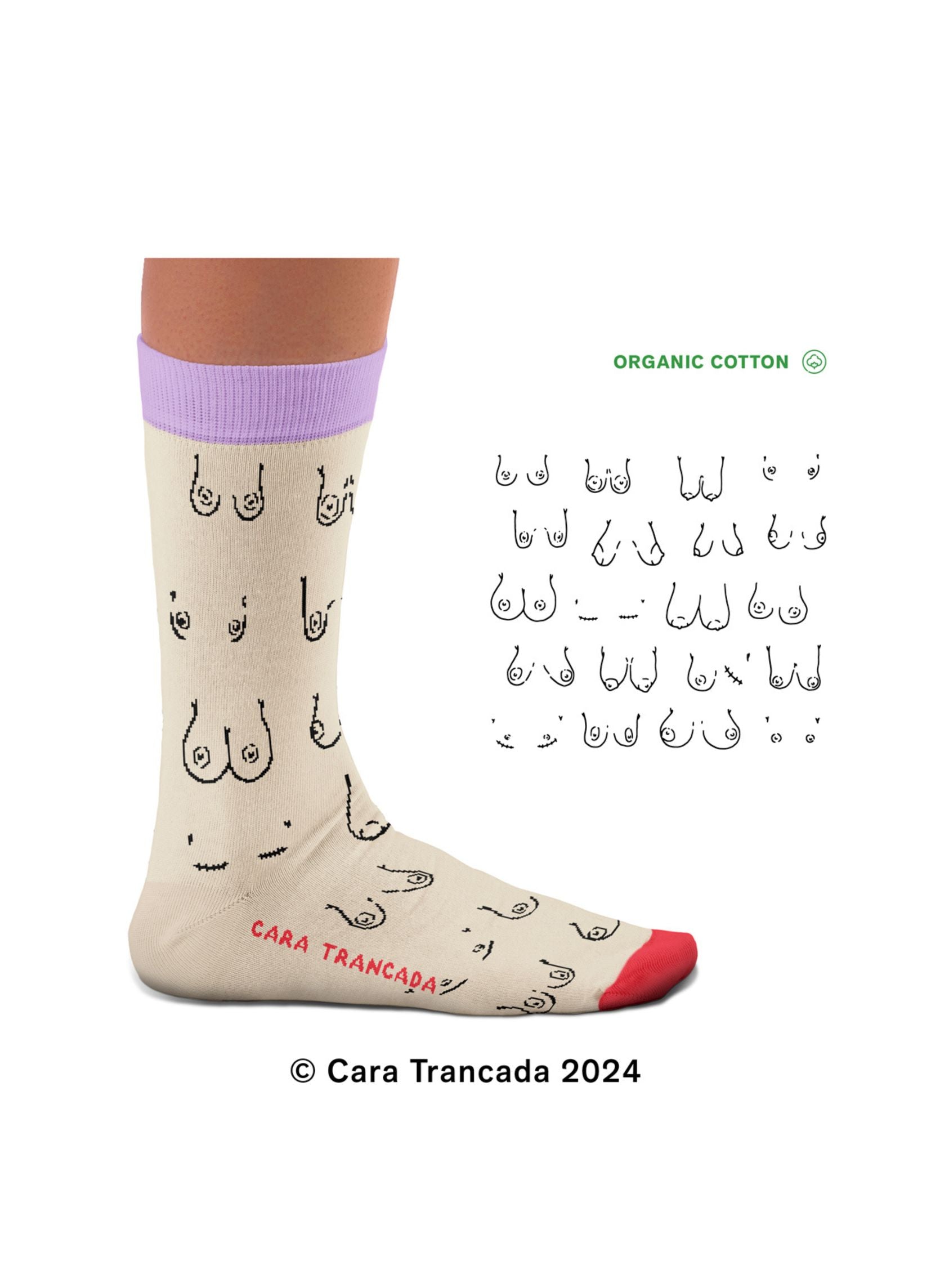 Chaussettes Coton Bio Poitrines, Cara Trancada