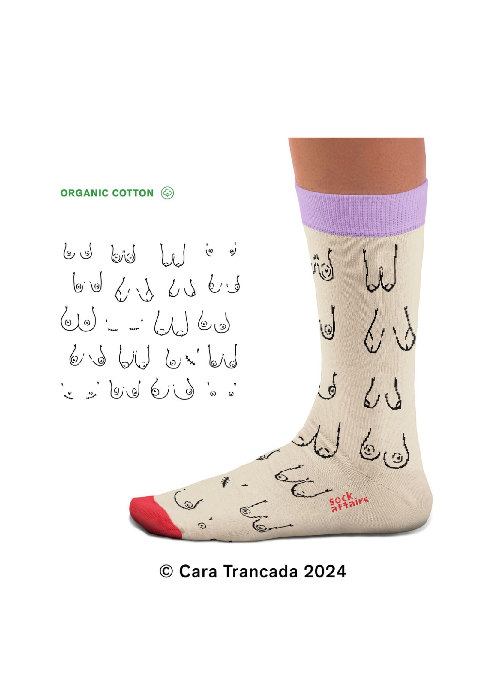 Chaussettes Coton Bio Poitrines, Cara Trancada