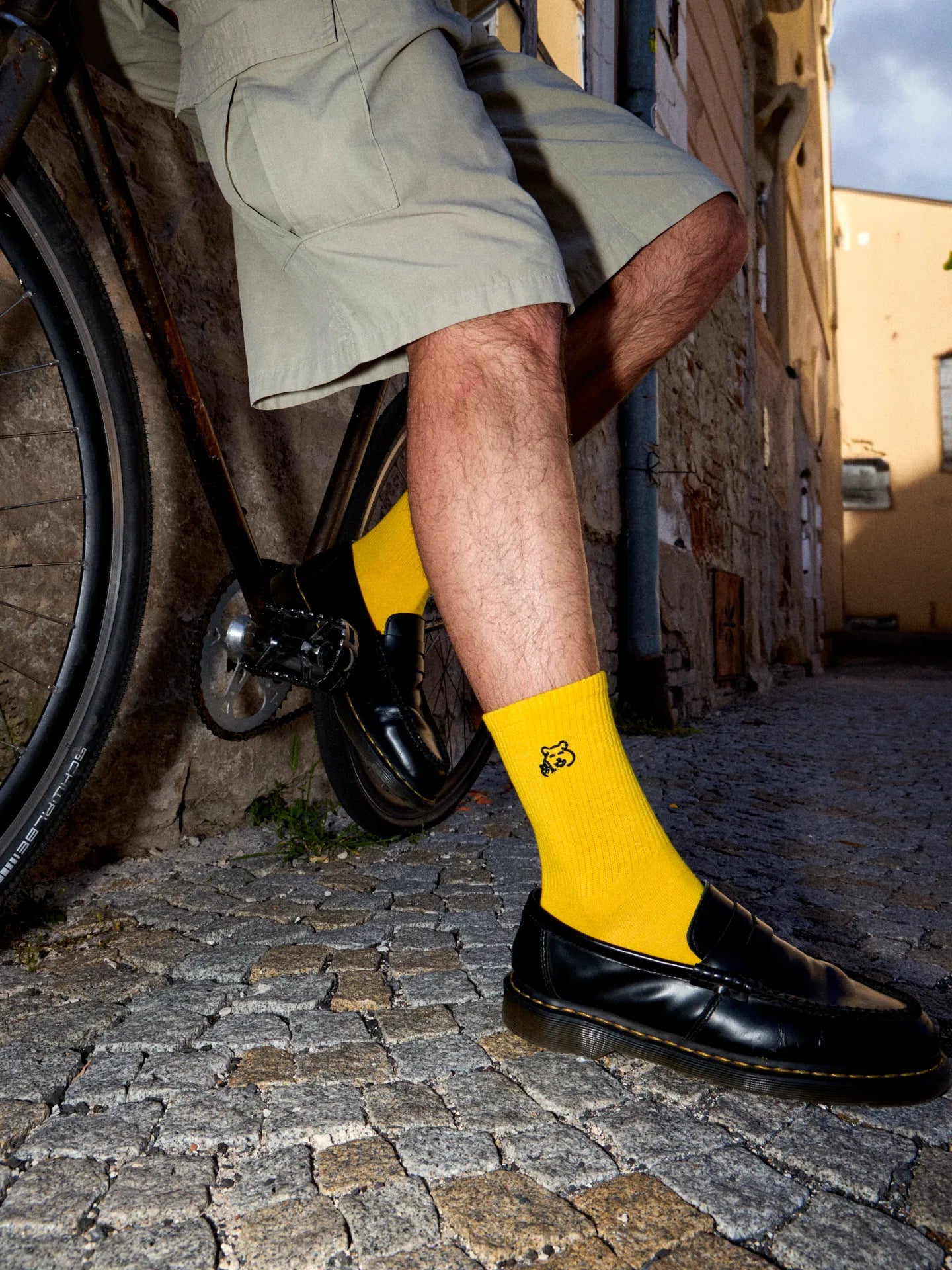 Chaussettes Côtelées Cyclisme Jaune