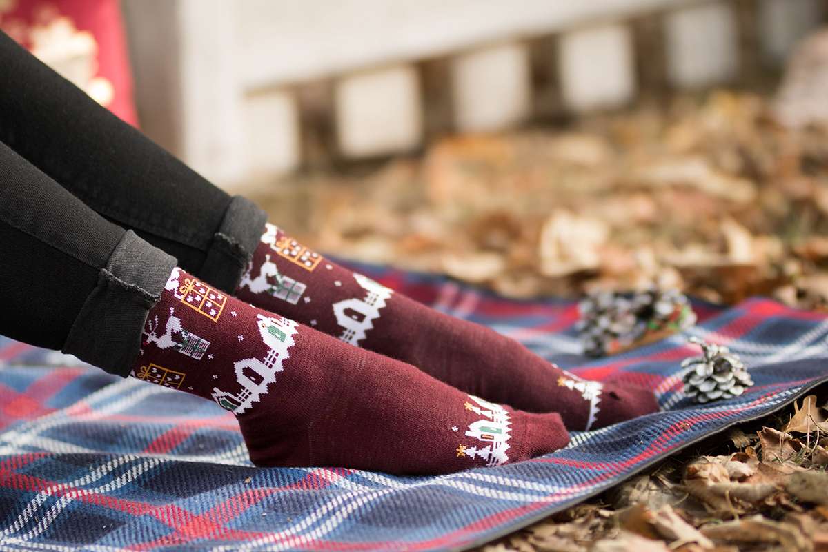 Chaussettes Laine Mérinos Cadeaux Bordeaux