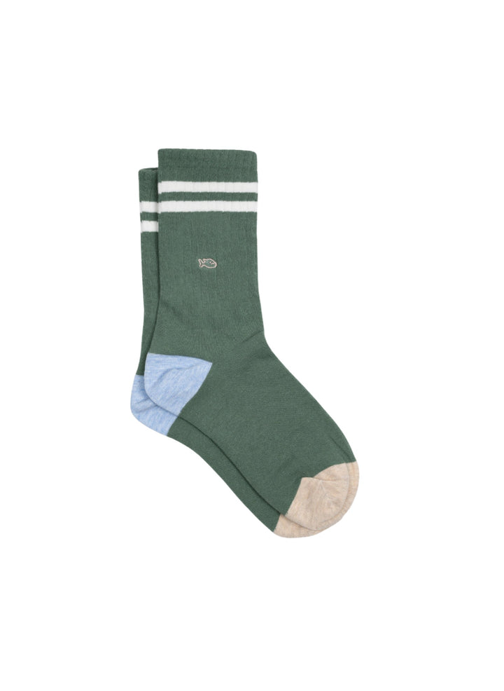 Chaussettes Rétro - Vert & Rayé Blanc - BILLYBELT