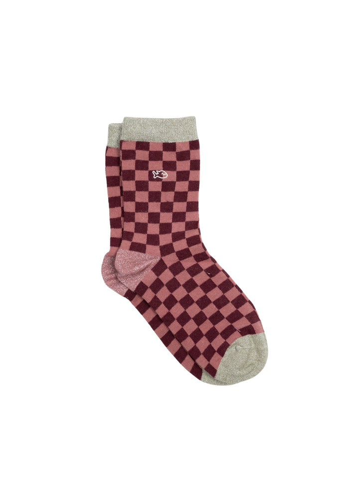Chaussettes à Carreaux - Bordeaux & Rose - BILLYBELT