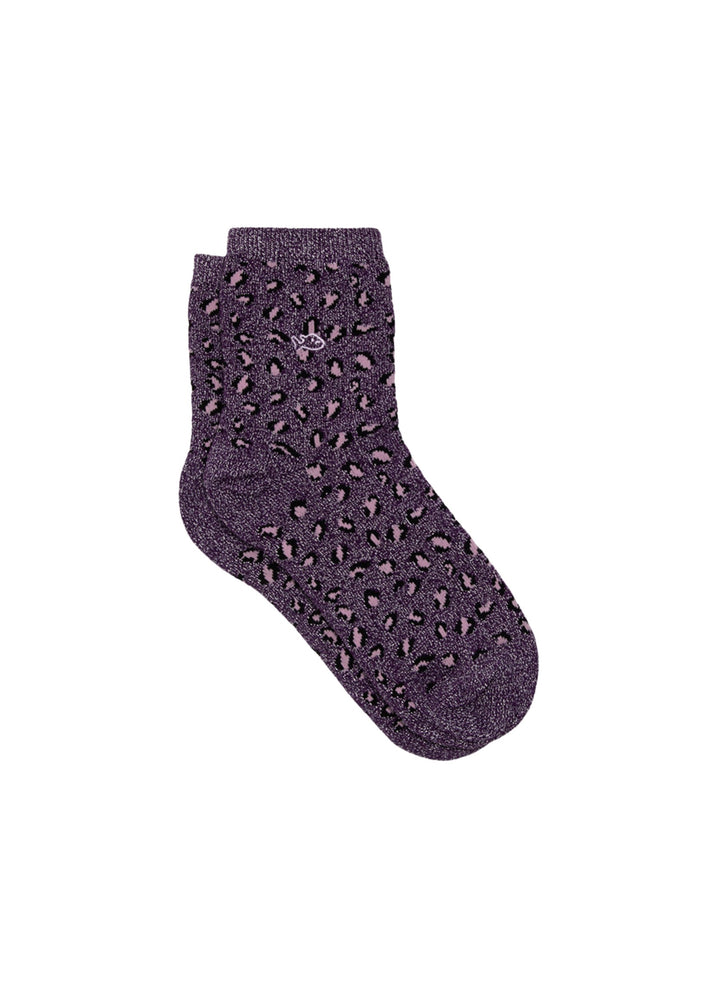 Chaussettes à Paillettes Léopard - Prune - BILLYBELT