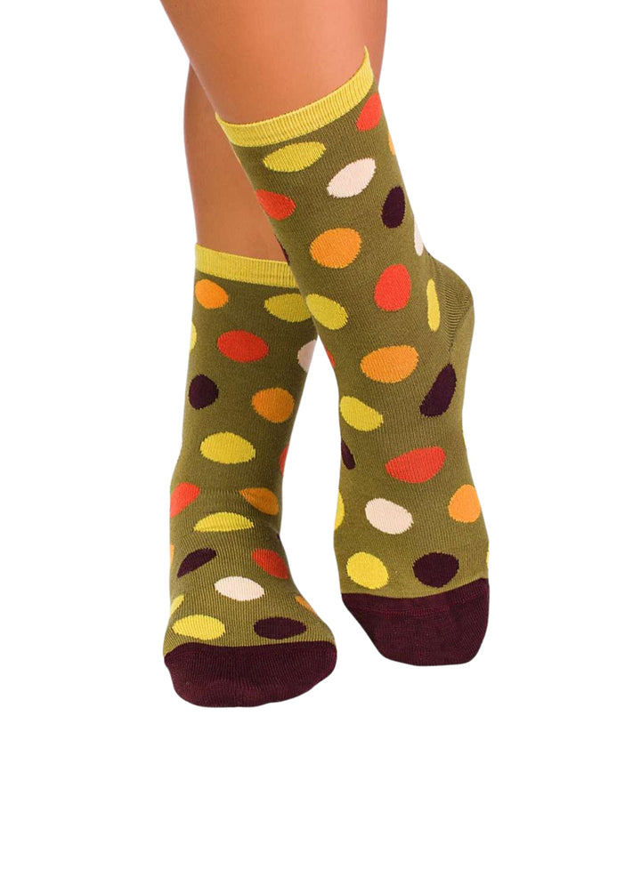 Chaussettes en Bambou à Pois - Kaki - Pirin Hill