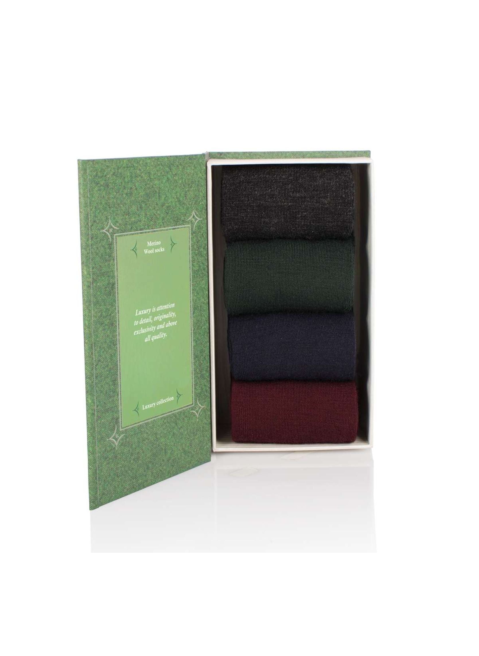 Coffret de 4 Paires de Chaussettes Laine & Coton