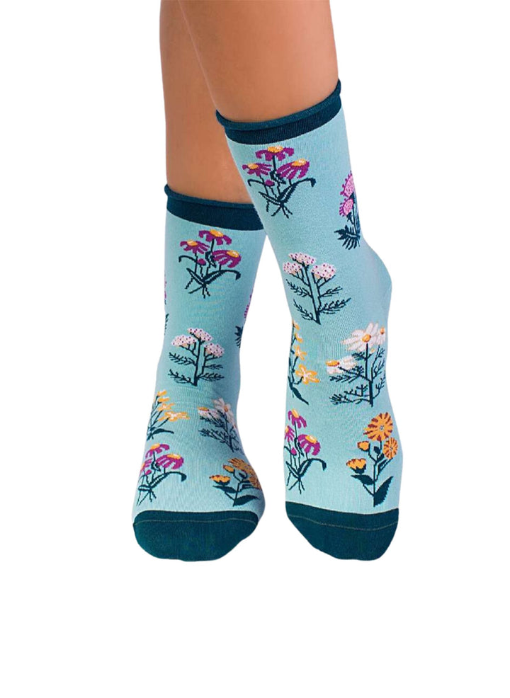 Chaussettes Coton Bio Fleurs & Herbes - Menthes - Pirin Hill