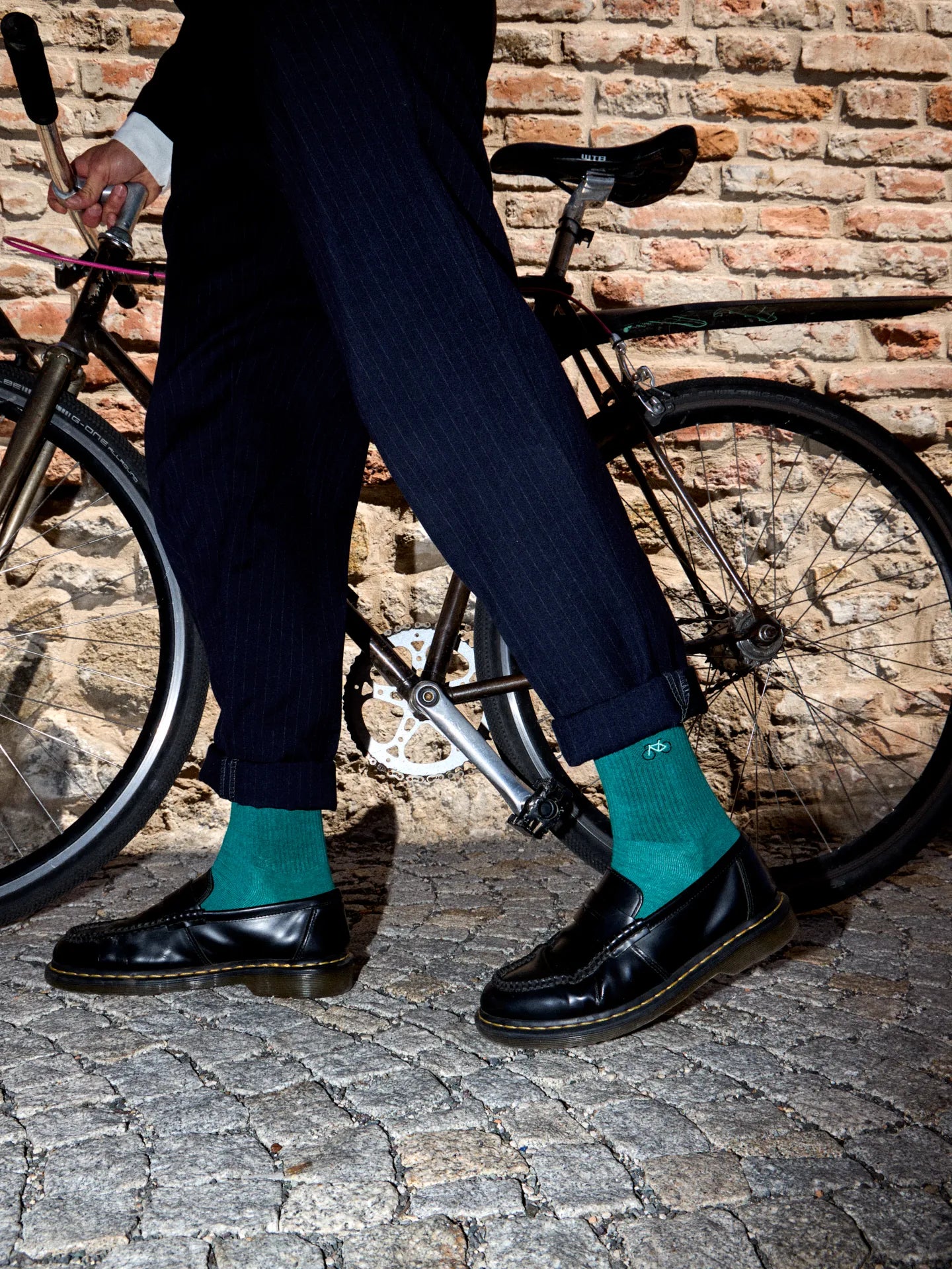 Chaussettes Côtelées Cyclisme Vert