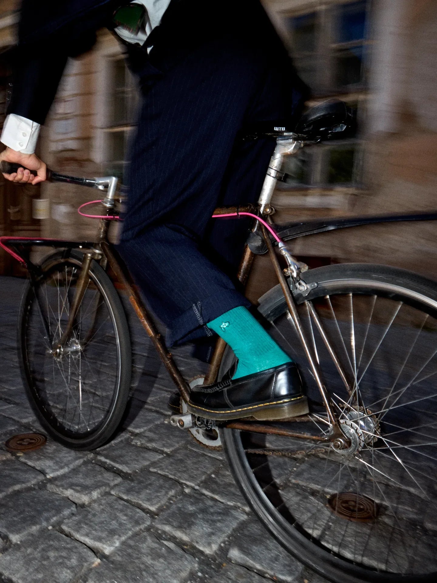 Chaussettes Côtelées Cyclisme Vert