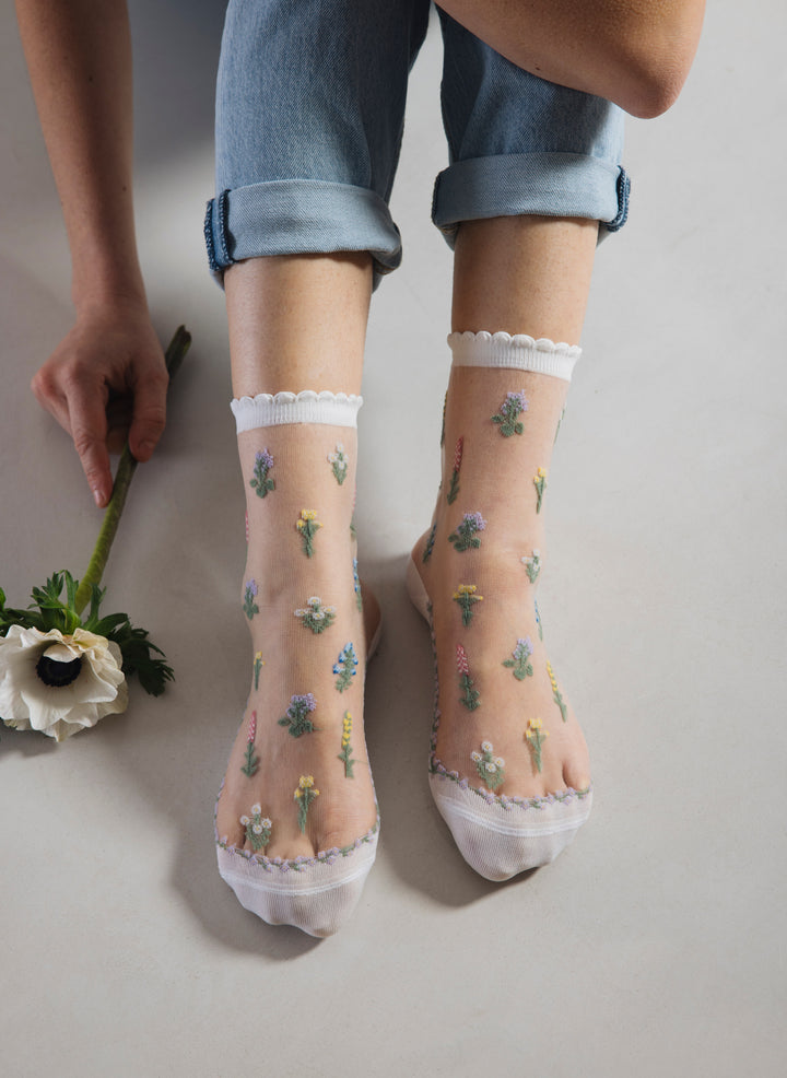 Chaussettes Transparentes Fleurs des Champs - Atelier St Eustache