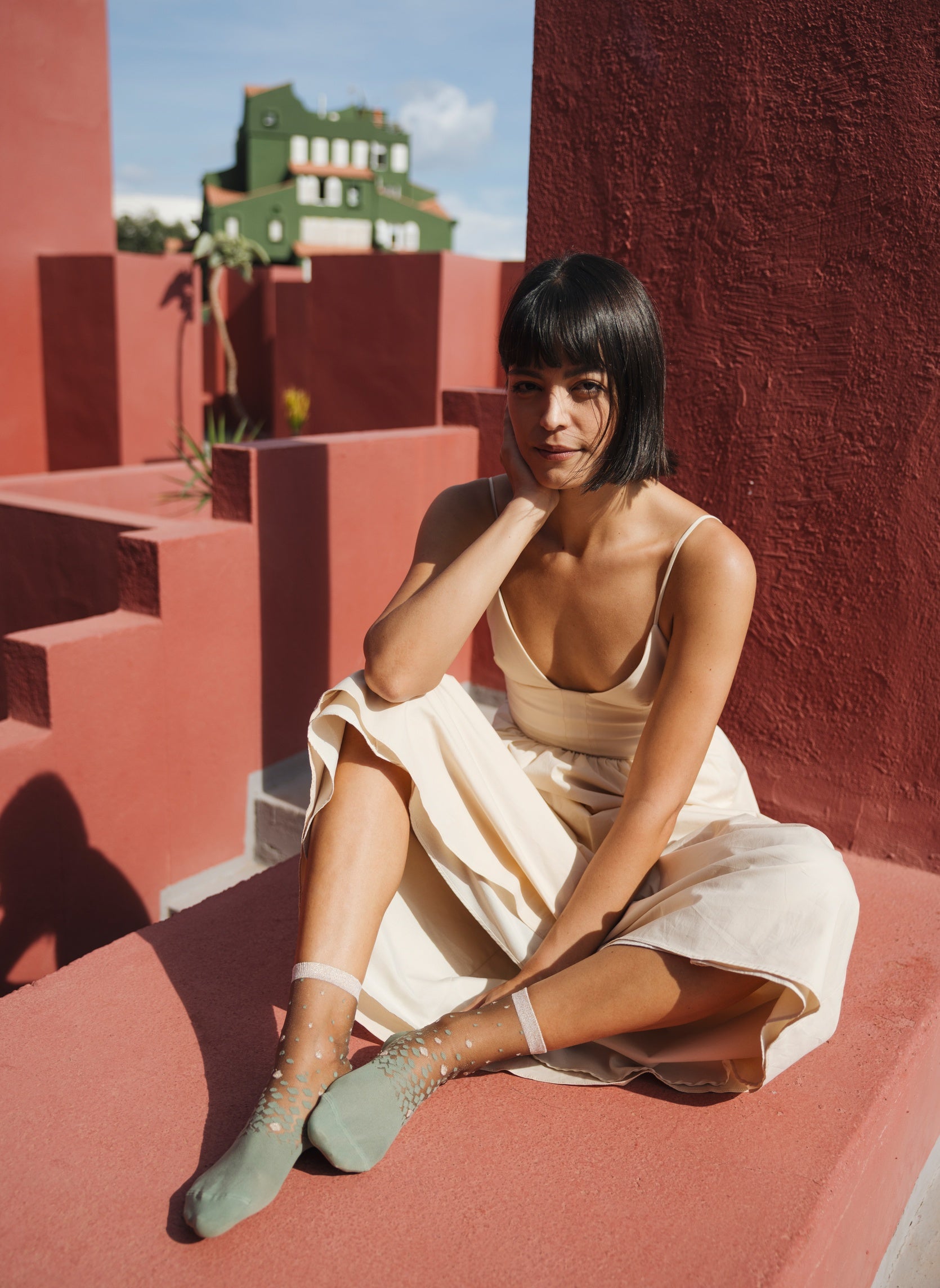 Chaussettes Transparentes à Pois NakaMeguro Champagne - Photo 4