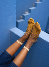 Chaussettes Transparentes à Pois NakaMeguro Ocre - Photo 1