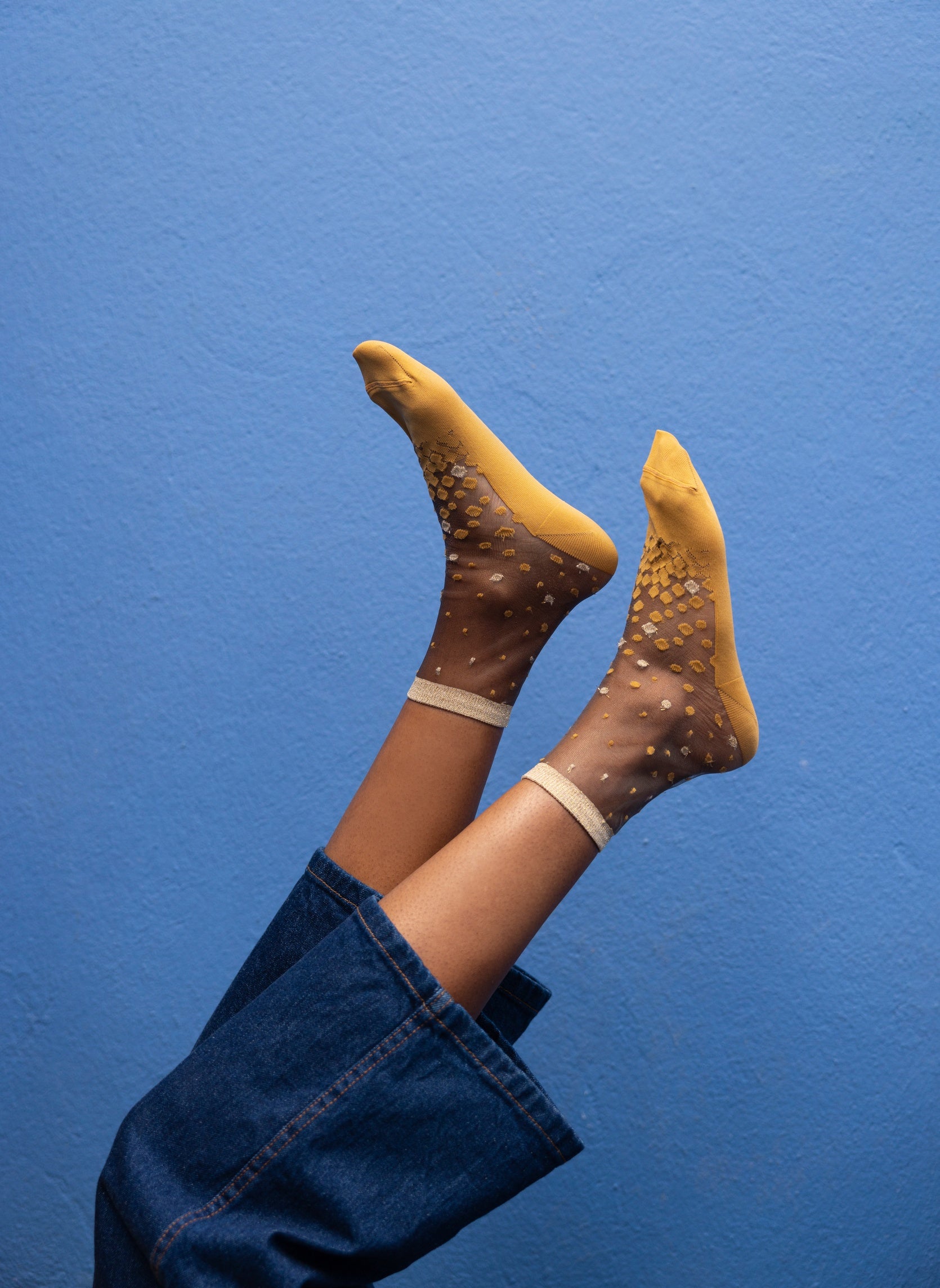 Chaussettes Transparentes à Pois NakaMeguro Ocre - Photo 2