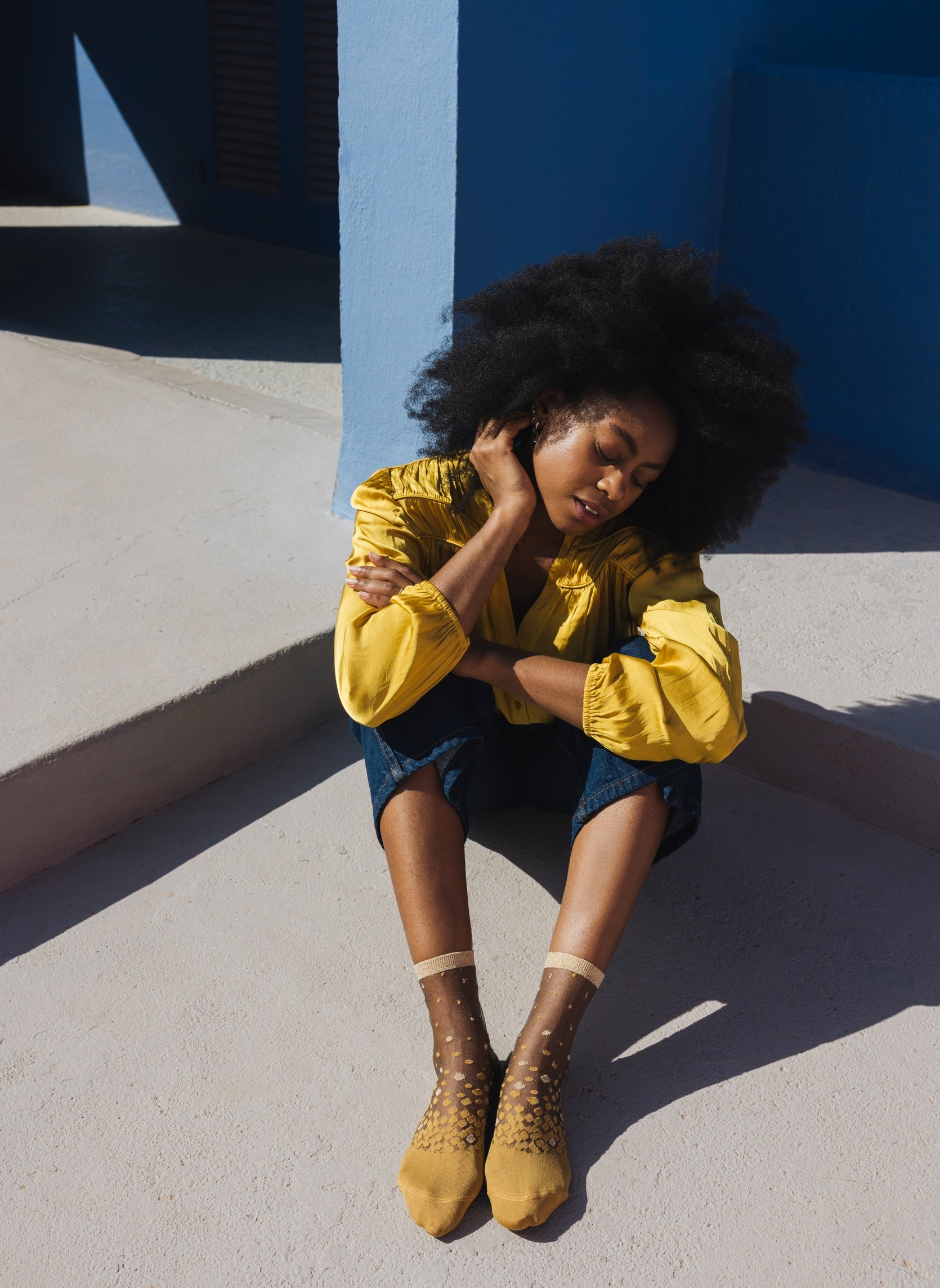 Chaussettes Transparentes à Pois NakaMeguro Ocre - Photo 4