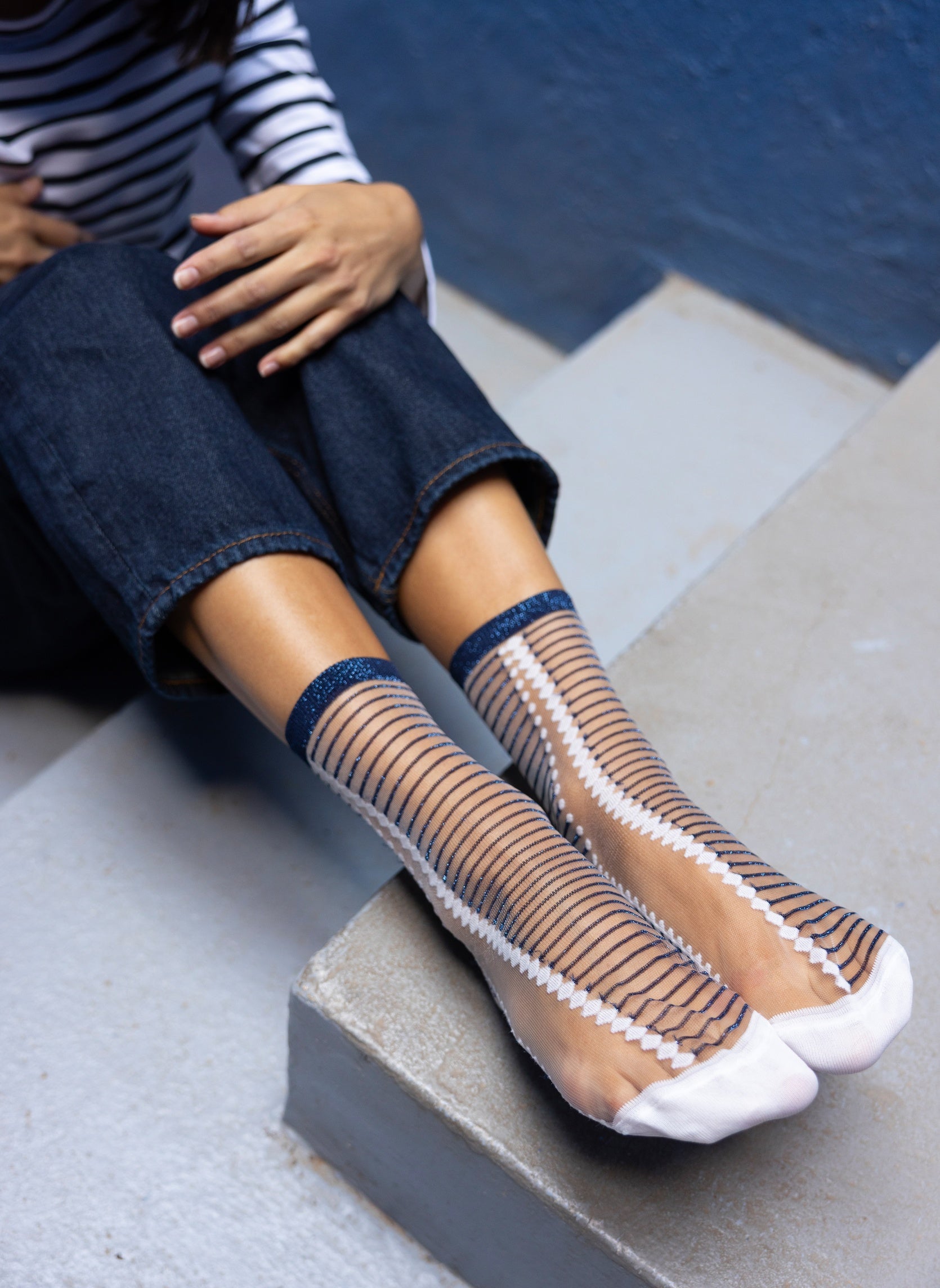 Chaussettes Transparentes Boavista Blue - Photo 1