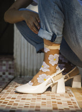 Chaussettes Transparentes à Fleurs Murano Crème - Photo 3