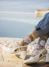 Chaussettes Transparentes à Fleurs Murano Crème - Photo 4