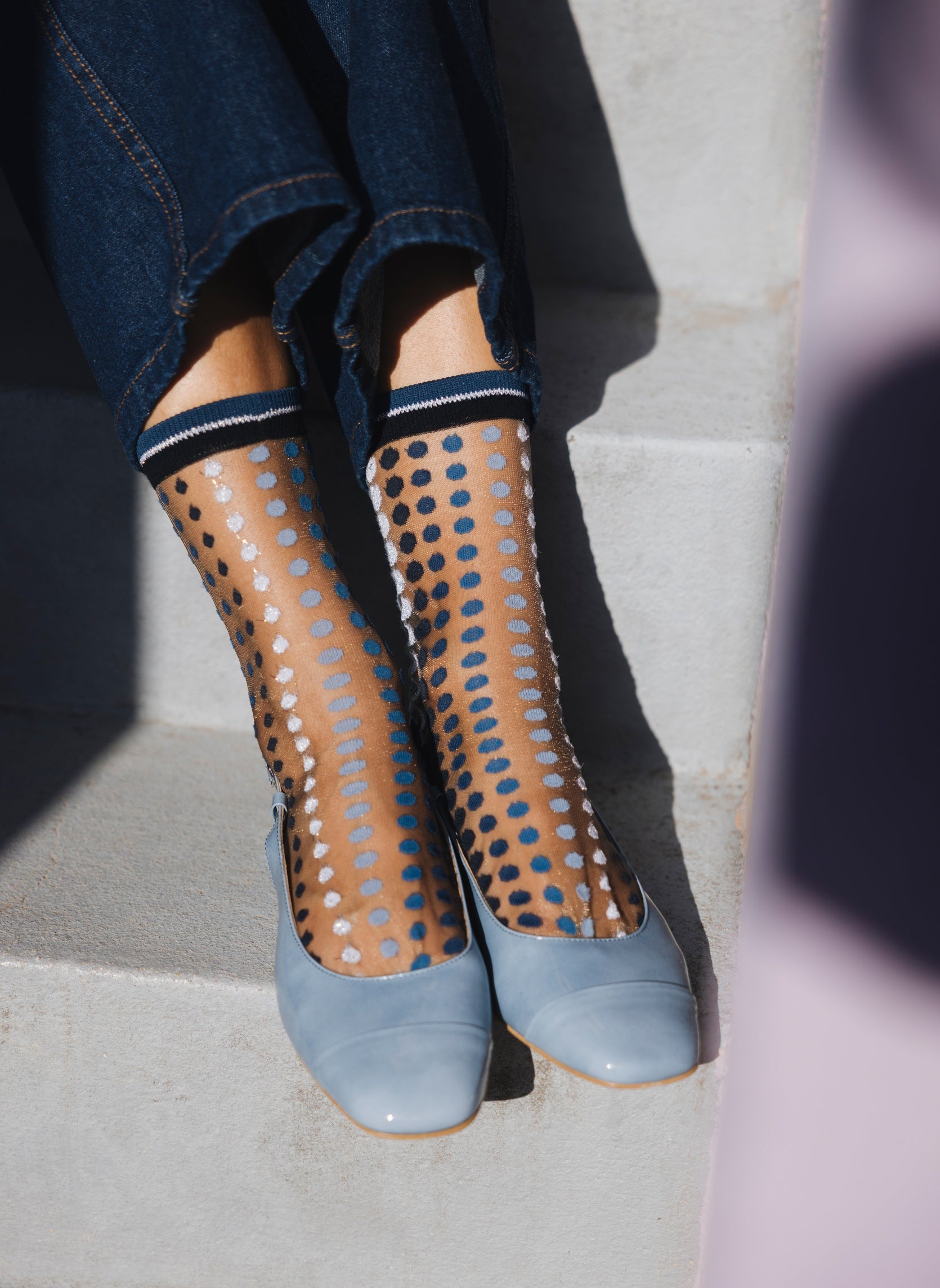 Chaussettes Transparentes Vetrata Bleue - Photo 2