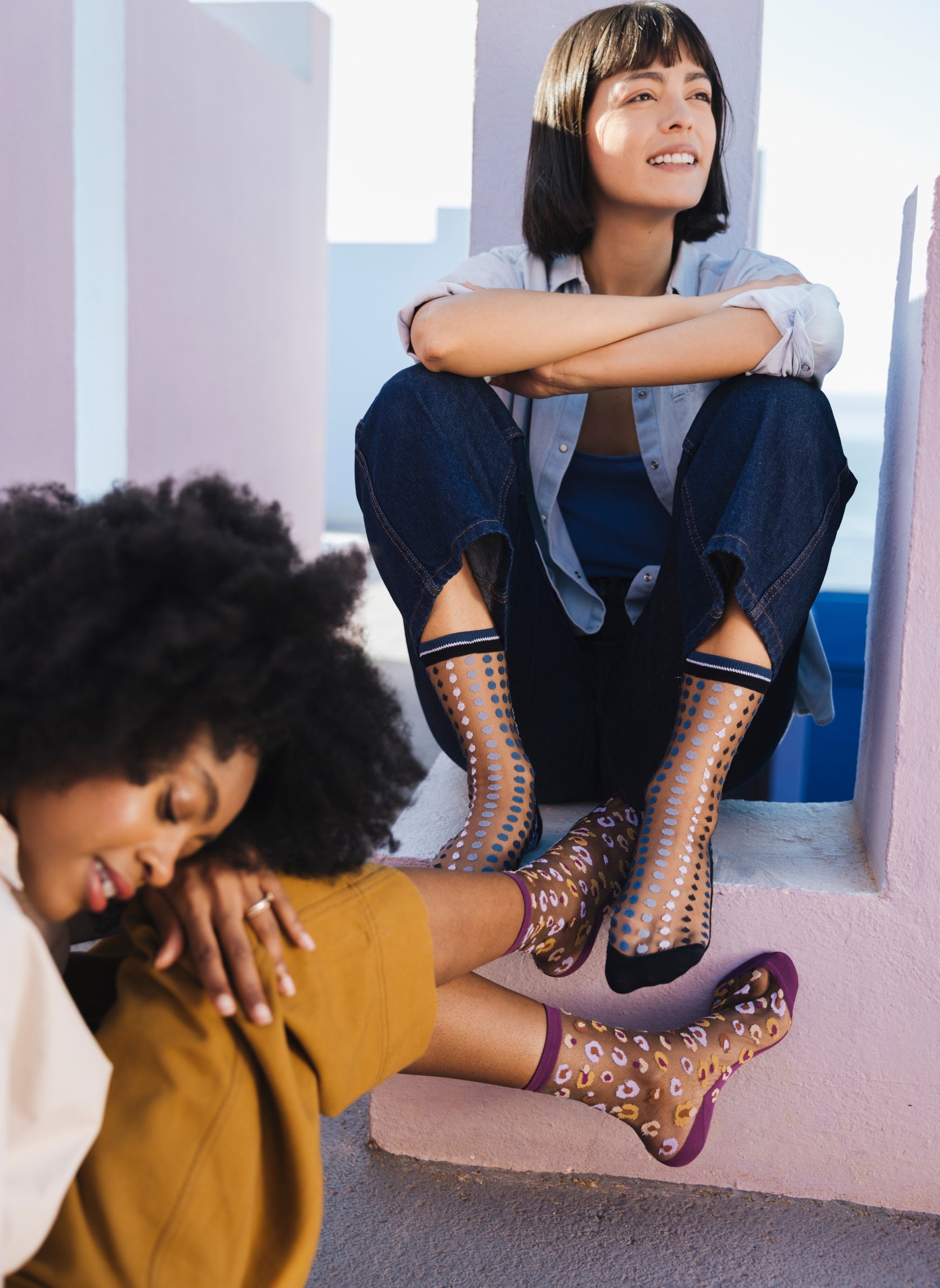 Chaussettes Transparentes Vetrata Bleue - Photo 5