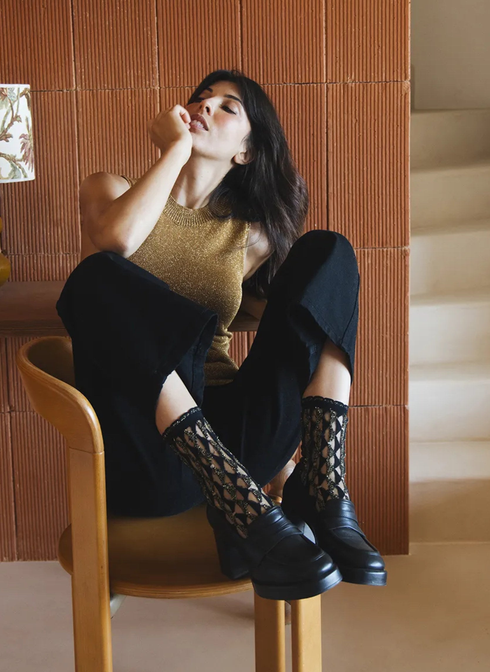 Chaussettes Transparentes à Paillettes Arlecchino Dorée