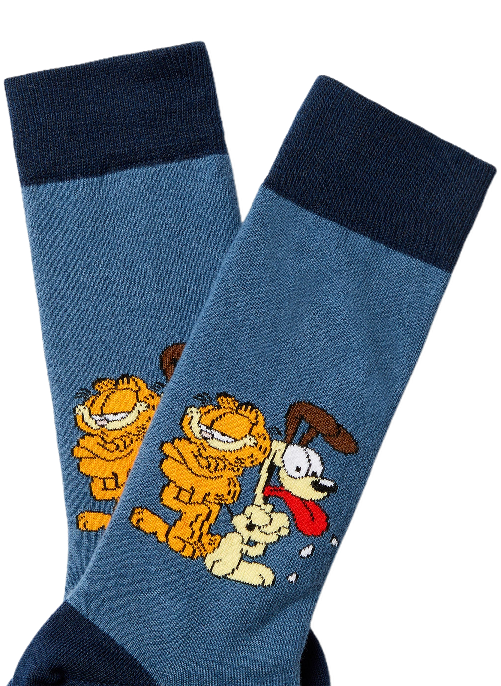 Chaussettes Garfield et Odie bleues détail motif